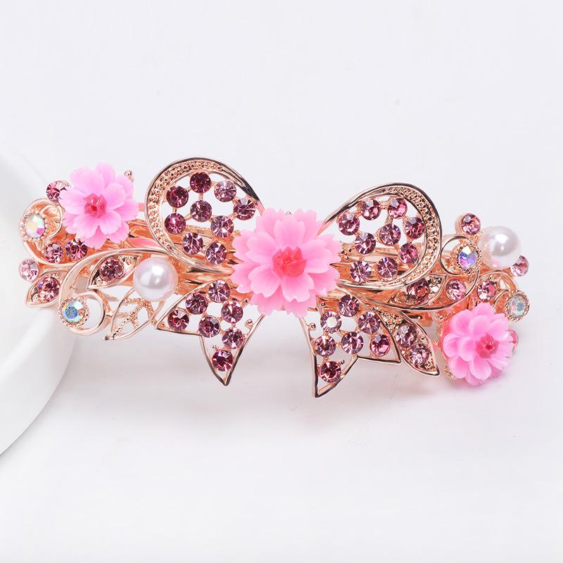 Korean Rhinestone Spring Hair Clip - Versatile Medium/Large Size for Women