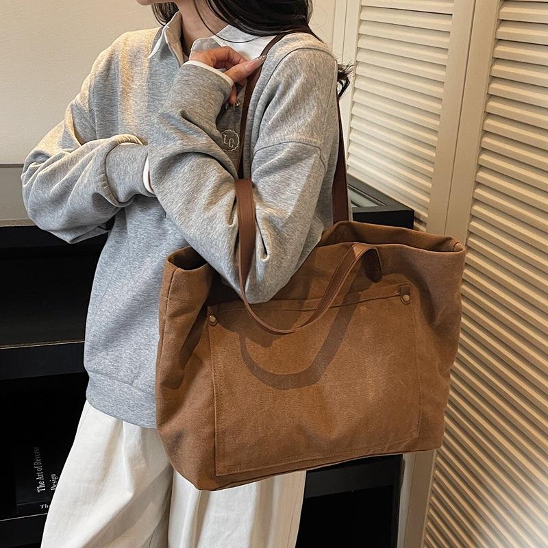 Canvas bag large bag shoulder bag trendy large capacity tote bag temperament underarm bag leisure bag
