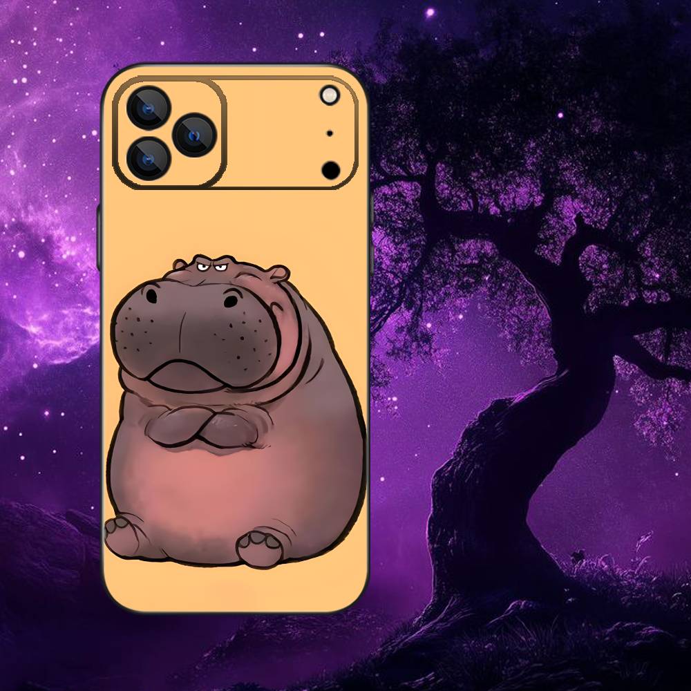 Cute Hippo Hippopotamus  Phone Case For iPhone 17,16,15,14,13,12,11,Pro,Max,Plus,E,Air,Mini Protective TPU Cover