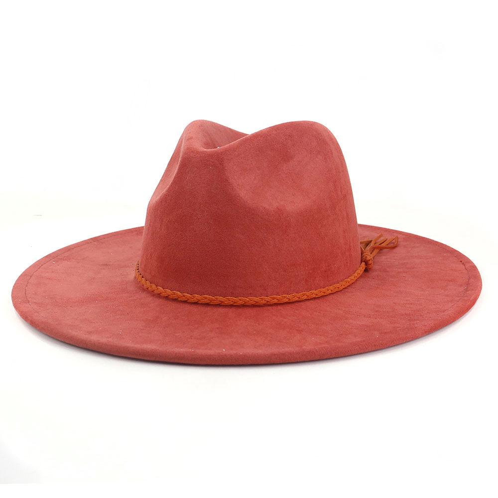 Khaki Suede Hat Wide Brim New Fedora Hat Men Women Autumn Winter Felt Hats Classic Church Fedoras Chapeau Sombrer