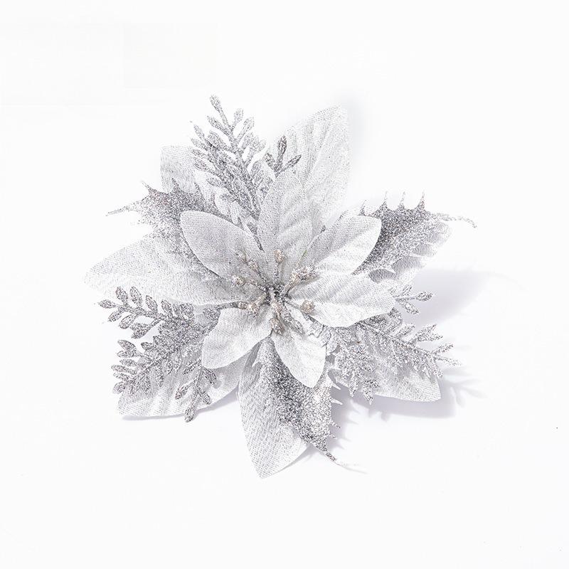 Große DIY Glitzernde Künstliche Weihnachtsblumen Kunstblumen Weihnachtsbaumschmuck Heim Neujahrsdeko
