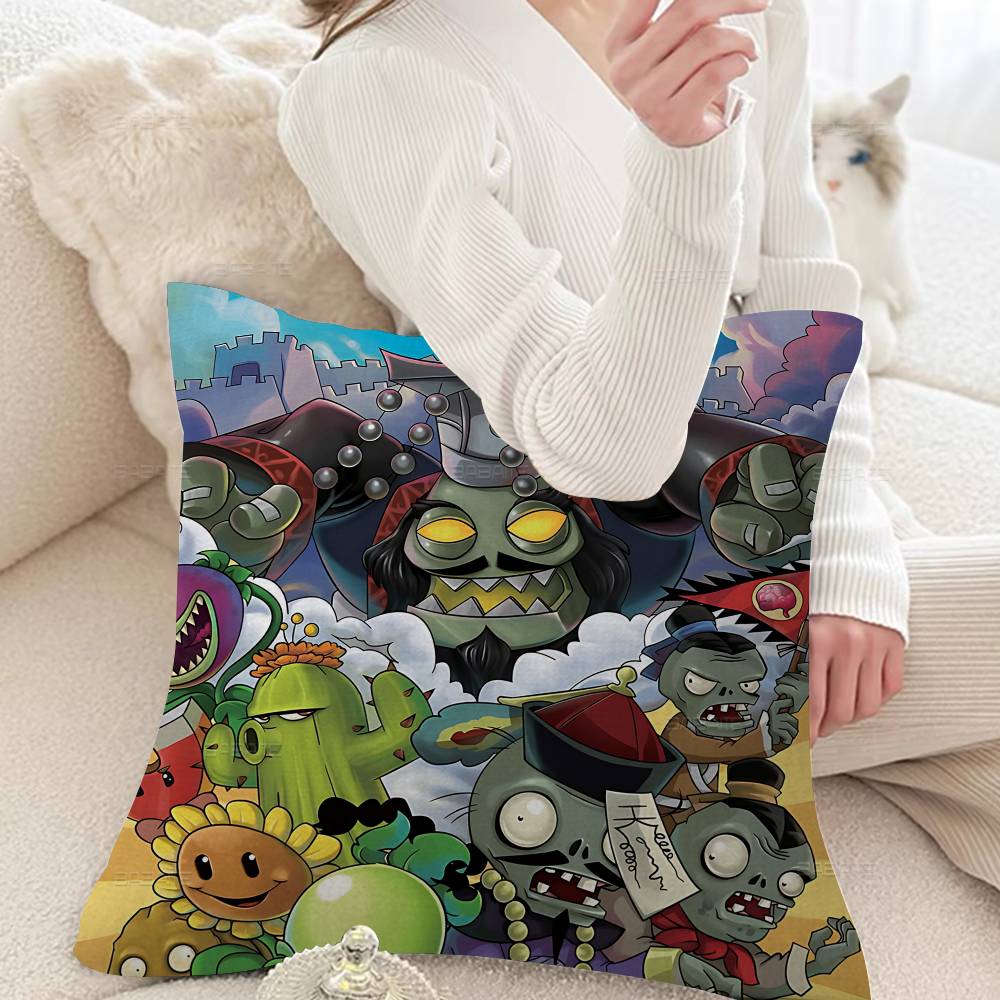Classic Vintage P-Plants Vs Z-Zombies Maple Design Cushion Cover Happy Autumn Harvest Decor Holiday Decorati Pillow Cover