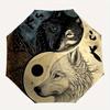 1pc Yin Yang Wolf Pattern Automatic 3-Fold Umbrella, 8 Iron Frames, High-Value Folding Umbrella, Suitable for Office, Travel and Outdoor Adv