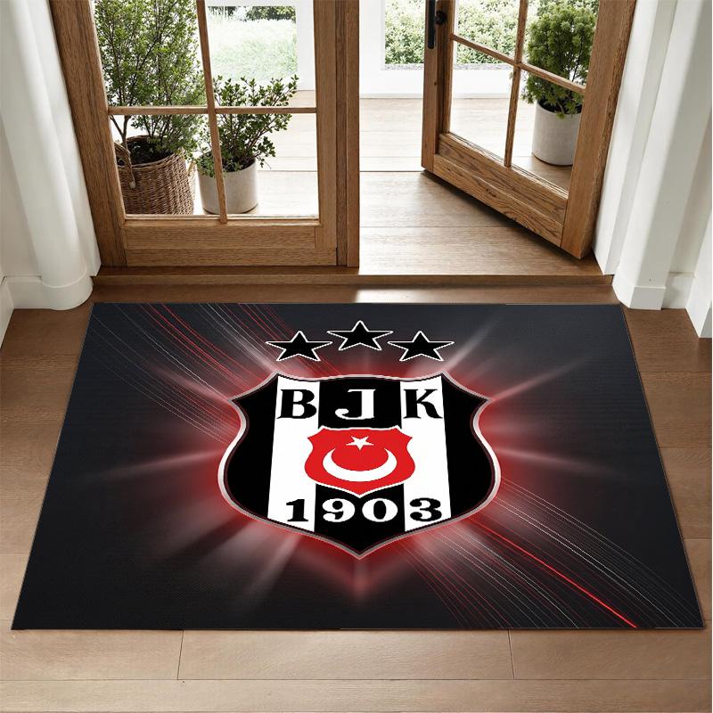 Beşiktaş FC dizaino kristalinio veliūro kilimas, minkštas dekoratyvinis kilimėlis miegamojo įėjimui