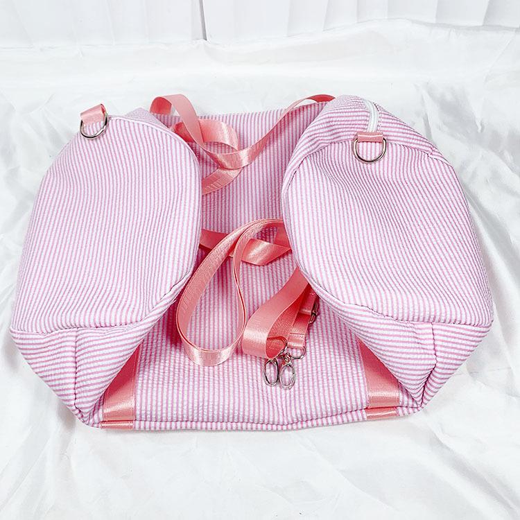 Seersucker Stripe Crossbody & Pillow Handbag - Minimalist, Foldable Travel & Beach Bag