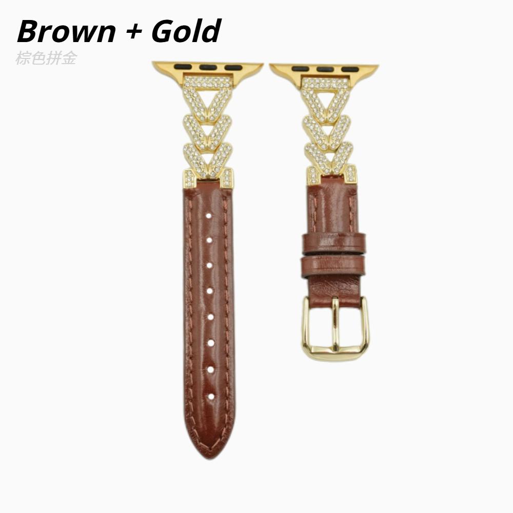 Diamond Leather Watch Straps For Apple Watch Ultra 49mm Metal Bracelet 45 44 41 38 40 42 46mm Women Jewelry Wristband for iWatch S11 10 9 8 SE3 Correa