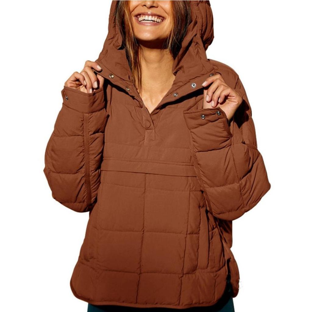 Damen Baumwolljacke in Unifarbe mit Kapuze, locker geschnitten, langärmlig, Baumwoll-Pulloverjacke, lässig, Kapuzenjacke
