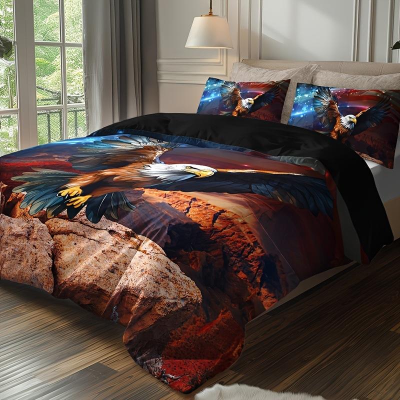 Adler Muster 3D Digitaldruck Quilt Set Dreiteiliges Bettwäscheset