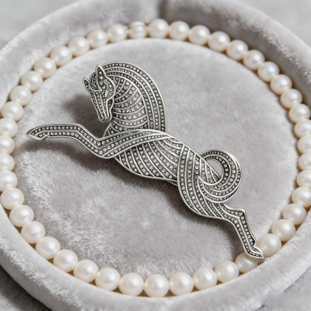 Vintage Horse Brooch Big Animal Brooch Intricate Detailing