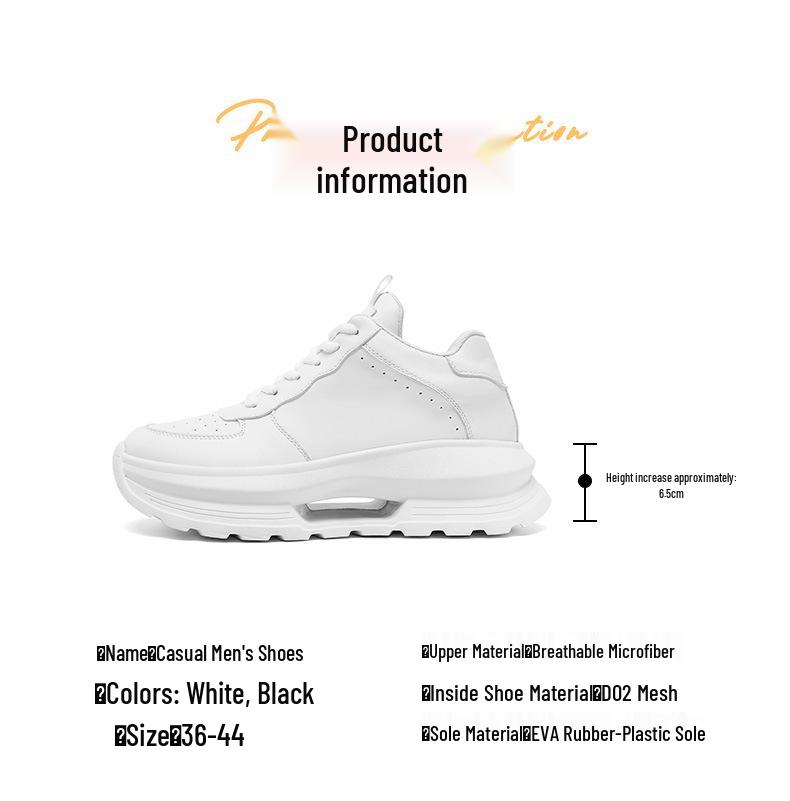 Men's Versatile Height-Increasing Dad Sneakers - Thick Sole, New White Sports Casual Shoes