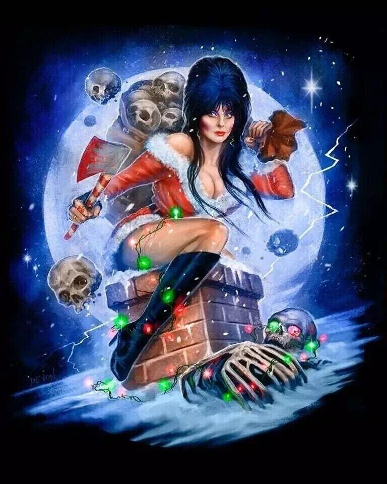 Elvira Mistress Of The Dark Christmas style black T shirt tee  SU230 Unisex T-Shirt M