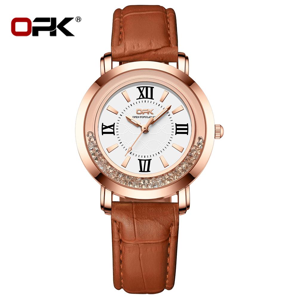 OPK Brand Waterproof Three-Pin Real Nail Scale Ladies Quartz Watch 8611
