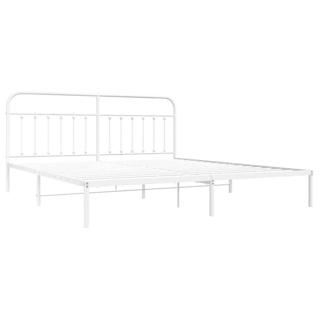 vidaXL Bettgestell mit Kopfteil Metall Weiß 193x203 cm