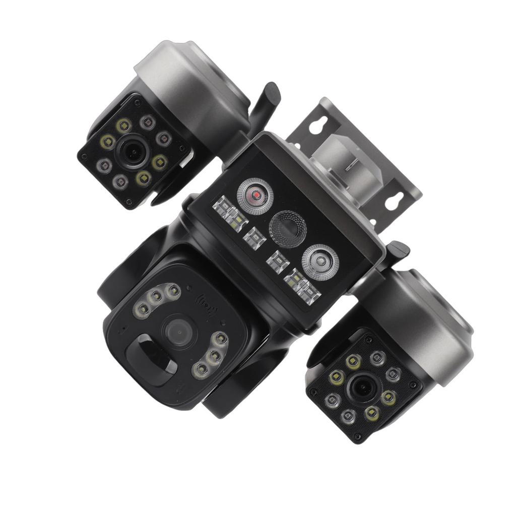 4G Triple Lens Security Camera Solar Powered PIR Motion Detection Wireless Outdoor PTZ Security Camera with APP for Home