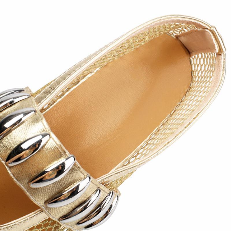 Fashion Round Toe Flat Bottomed Fishing Net Hollow Out Ballet Single Shoes Punk Style New Fashionable Women Shoes Size 48 Handmade Shoe