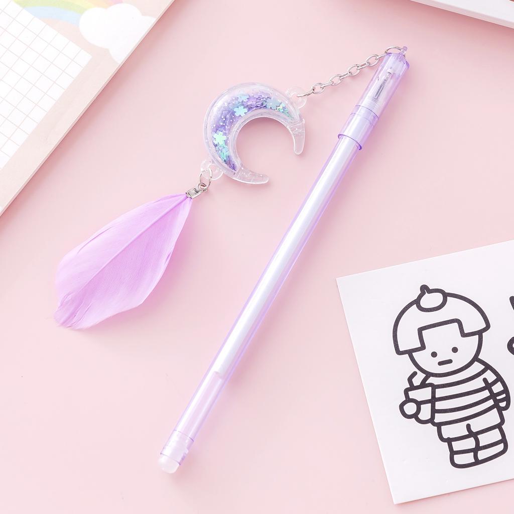 School Season 10pcs 0.5mm Cute Pendant Neutral Pen Sequins Moon Pen Creative Cartoon Elementary School Student Black Water Pen