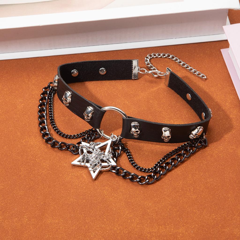 Dark Goth Punk Babes Choker Leather Collar Women Sweet Cool Collarbone Chain Cross Butterfly Necklace