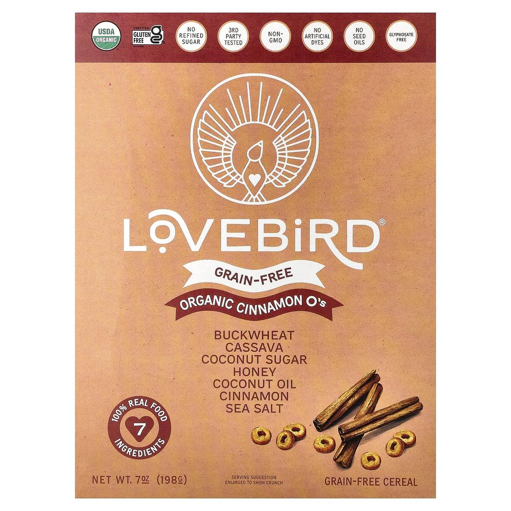 Lovebird, Grain-Free Cereal, Organic Cinnamon O's, 7 Oz (198 G)