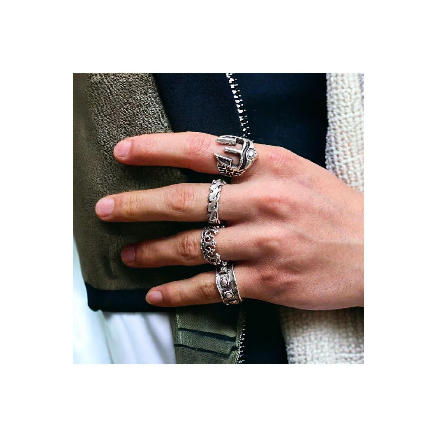 

Набор из 4 посеребренных регулируемых моделей мужских и женских колец для шлема