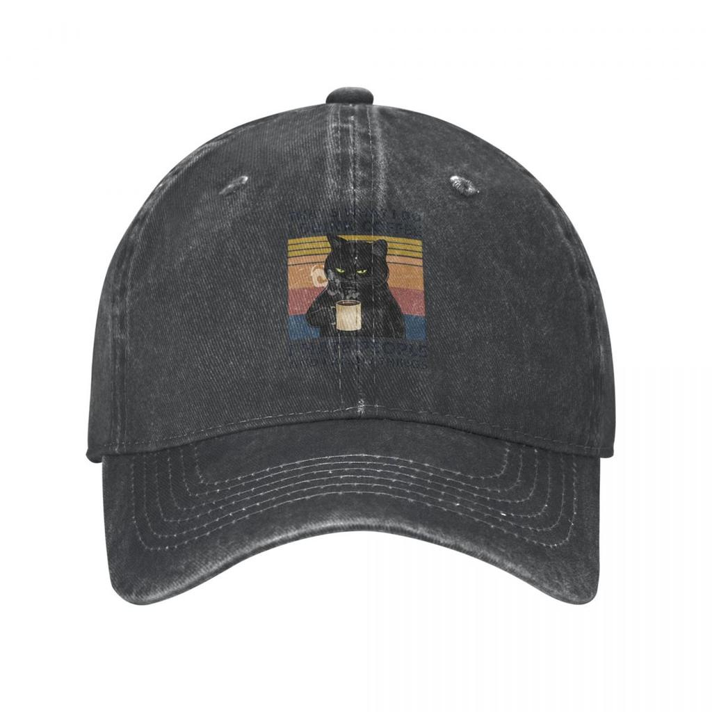Vintage Wash I Drink Coffee I Hate People And I Know Things Baseball Cap Unisex Women Hat Adjustable Cat Lover Casquette Gorras