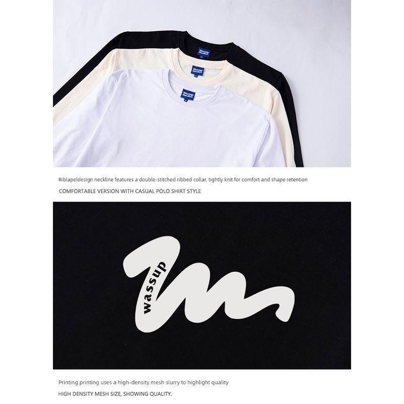 Wassup Heods Trendy Heavyweight Long-Sleeve T-Shirt for Men and Women, Versatile and Simple for Spring and Autumn, Couple's Base Layer Shirt