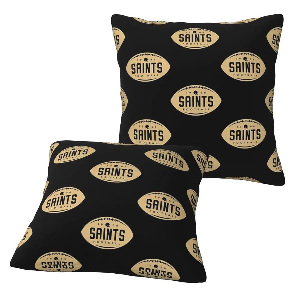 Football Shape New Orleans Saints 2 Pcs Square Pillowcase Pillow Cover Cushion Zip Decorative Comfort Throw Pillow For Home Car