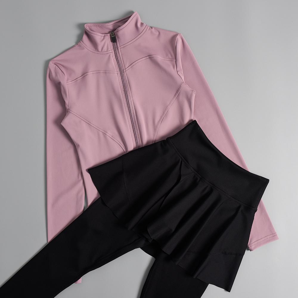 Women's Slim Fit Long Sleeve Sports Suit - Autumn/Winter Gym & Yoga Wear with Round Neck Jacket