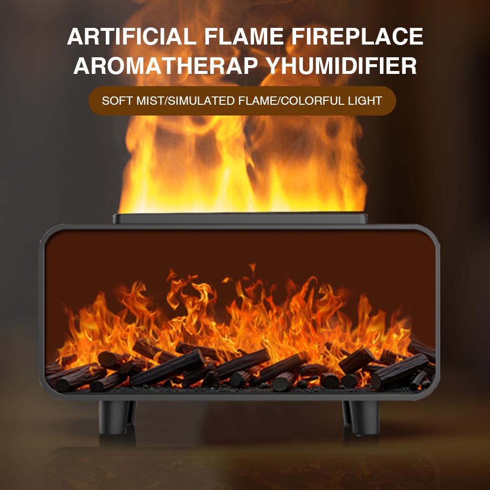 7 Colors Light Fire Aroma Diffuser Mute Work Ultrasonic Aroma Humidifier Flame Fire Diffuser Humidifier for Home Office Yoga Spa