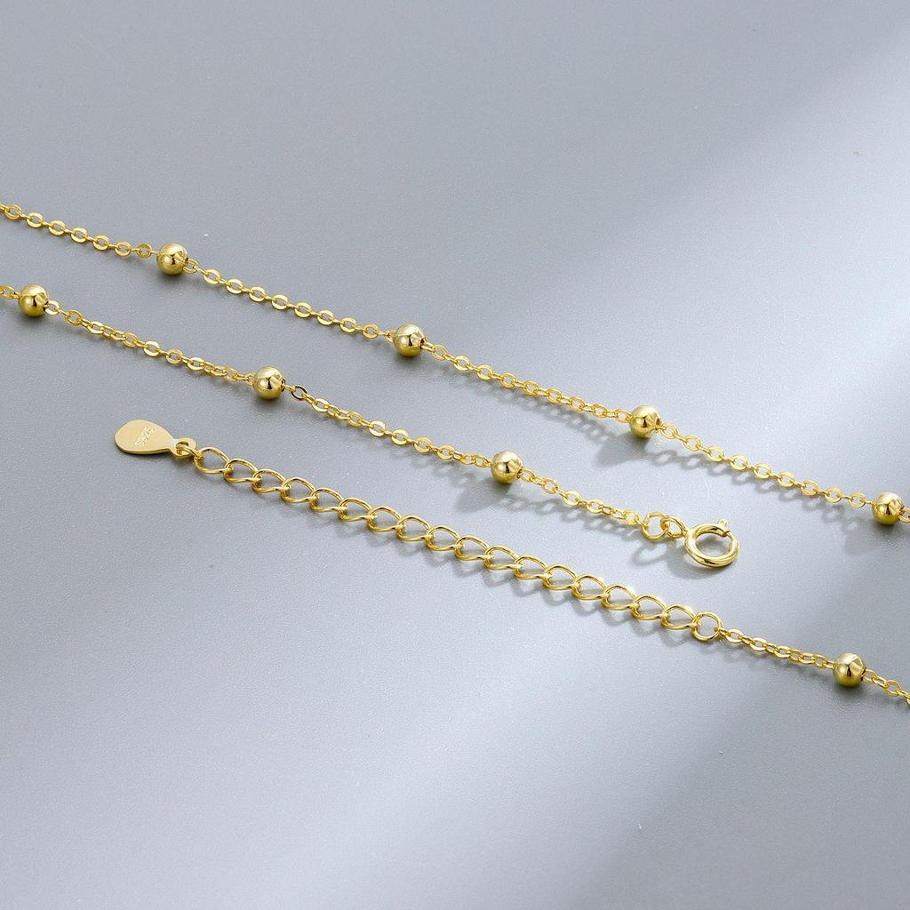 Trendy 2MM Side-Strung Bead Clavicle Chain for Women - Personalized, Cool Silver Jewelry for Summer