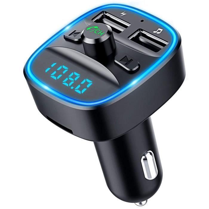 Transmetteur FM Bluetooth - Adaptateur Radio - Chargeur Voiture - Dual USB - Appel Mains Libres - Noir