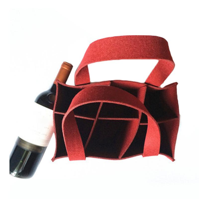 1 X Wine/beer Bag Felt 6-Grids Beer Wine Protective Handbag Storage Bag Carrier
