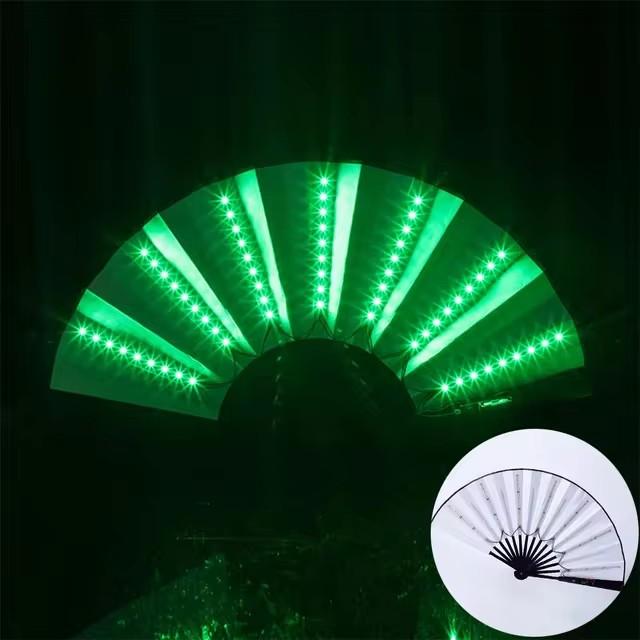 Bar FaninsGlowing Disco Fan Trendy Electronic Music Festival Party Performance Prop Flashing Folding Fan Luminous Colorful