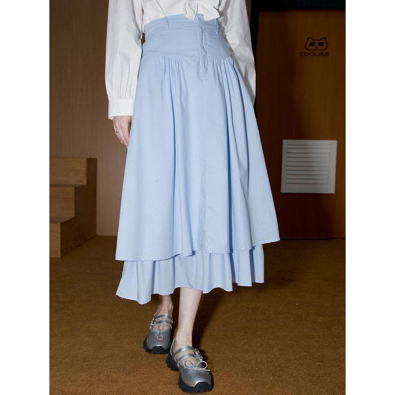 Coolhut2026 Spring Fresh Double-Layered Skirt Women's Skirt with a High-Waisted Design