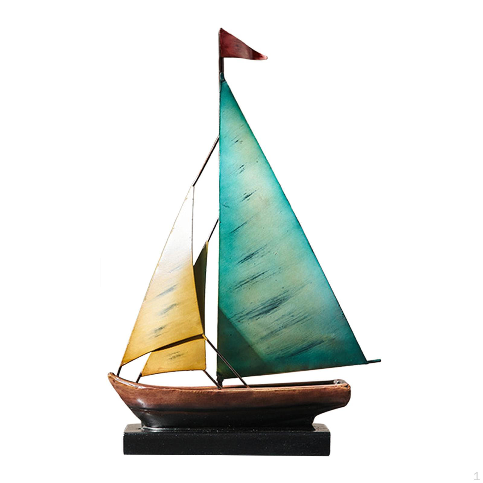 

Iron Boat Statue Metal Sculpture Prop Artwork Sailboat Figurine Ship Model for Bedroom Birthday синий