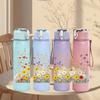 1 Pezzo Bouquet di Margherite e Fiori di Campo Acquerello 750ml Plastica Colorata Borraccia Sportiva Tappo a Vite Anti-perdita con Cannuccia Pieghevole Adatta per Sport, Ufficio, Uso Domestico