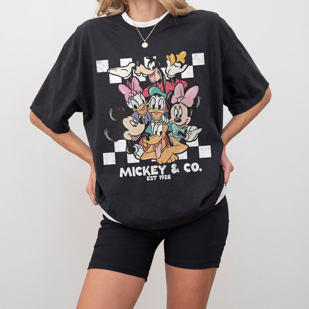 Plus Size Women's Classic Disney Mickey and Friends Shirt, Disneyland Trip Vacation Shirt Pure Cotton Streetwear Oversized