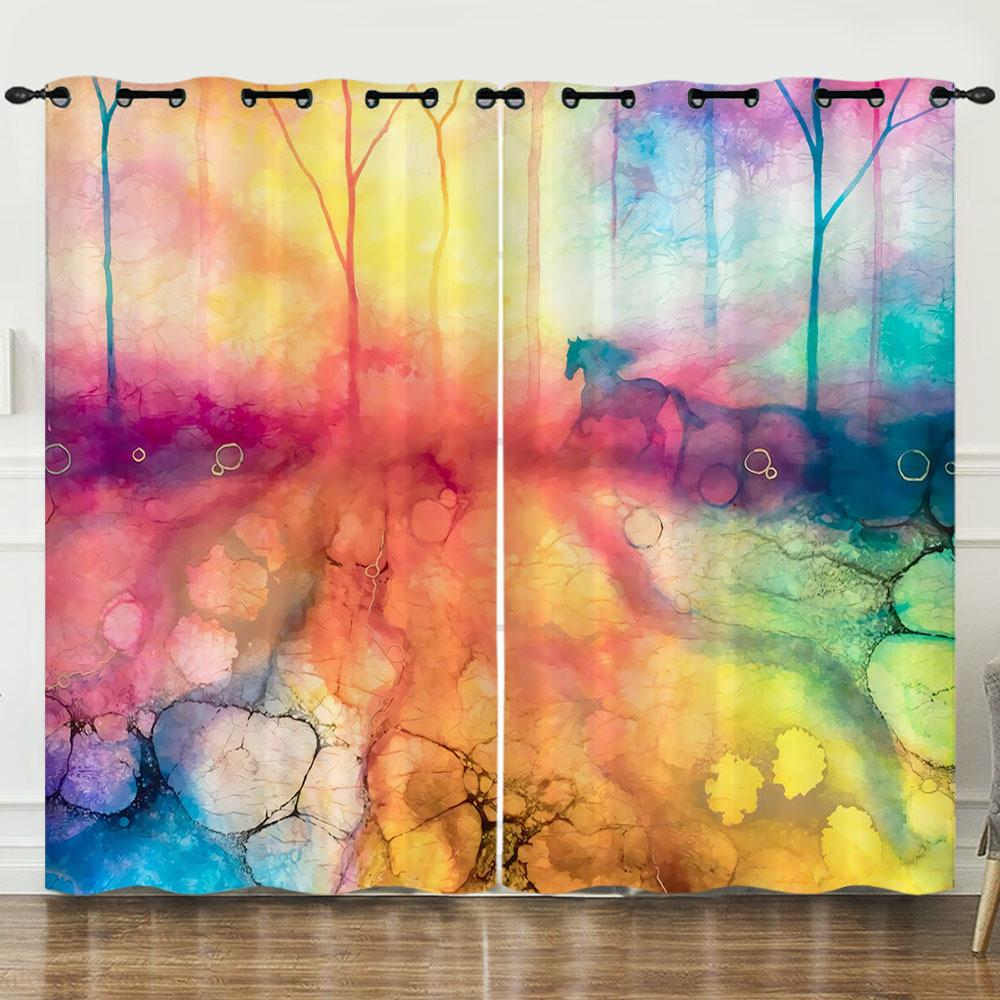 Curtain Wish Tree Owl 3D Digital Printing Blackout Curtain Punching