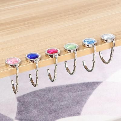 Metal Foldable Bag Purse Hook Handbag Hanger Diamond Folding Table Hook Table Hanger Desk Hooks Travel Portable Hook