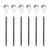 Juego de cucharas con mango largo dorado de 6 uds., juego de cubiertos de acero inoxidable mate, bebida agitadora pulida, helado, postre, cuchara para té, vajilla