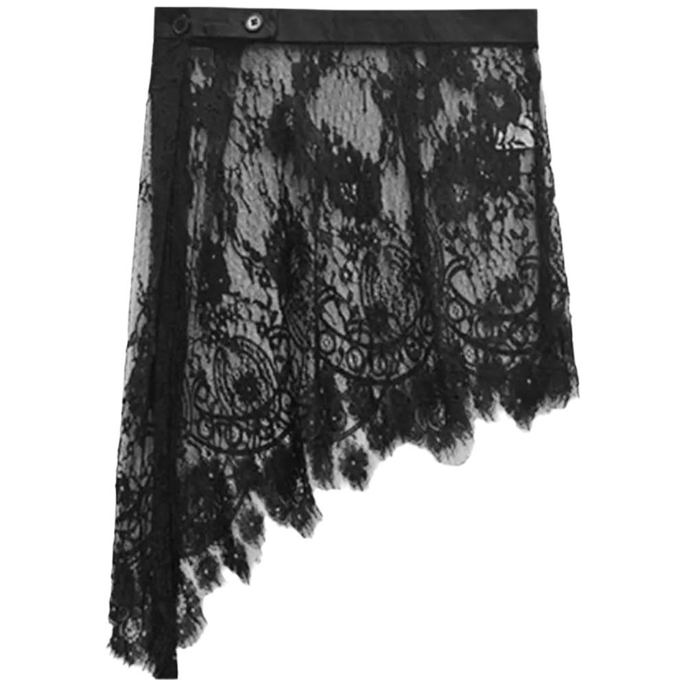 Asymmetric Lace Underskirt Slips Anti-glare Mesh Underskirt Slips Dress Female чёрный