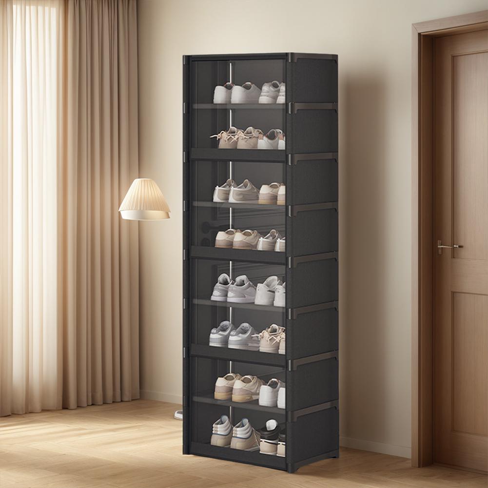 9-Tier Shoe Rack Organizer with Clear Cover Vertical Narrow Shoe Rack Organizer Shoe Shelf Shoe Stand Holder for Closet Entryway