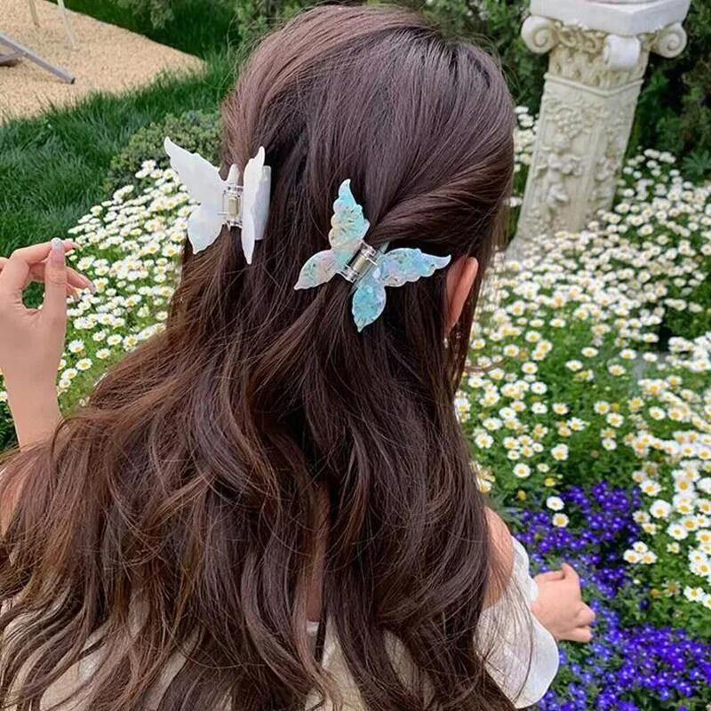 New Vintage Acetate Butterfly Hair Claw Ponytail Clip Barrettes Sweet Fairy Irregular Bow Hair Clip Crab Hairpins Women Hair Accessories Headwear