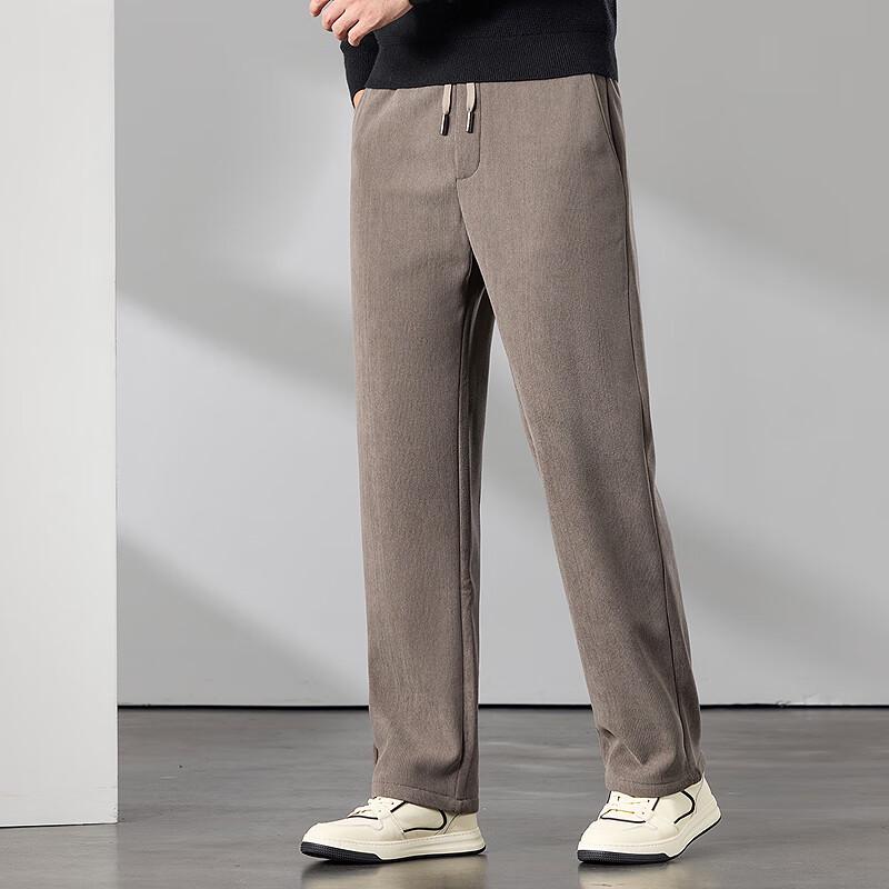 FAPAI Men's Fleece-Lined Thickened Casual Straight-Leg Pants