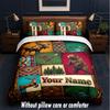 Adventure Travel Theme Custom Text Or Name 3Pcs Bedding Set,1 Flat Sheet & 2 Pillowcases Personalized Home Bedding