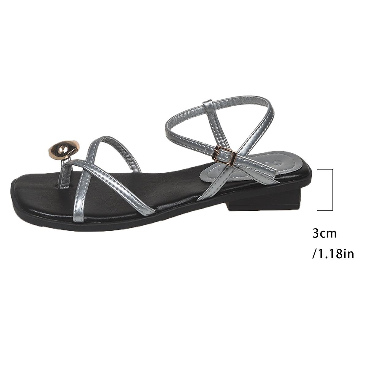

Fashion French Elegant Women s Sandals 2025 New Summer Roman Style Outdoor Wear Fashionable Metal Toe Sandals Sandalias De Tacon 35 серебряный