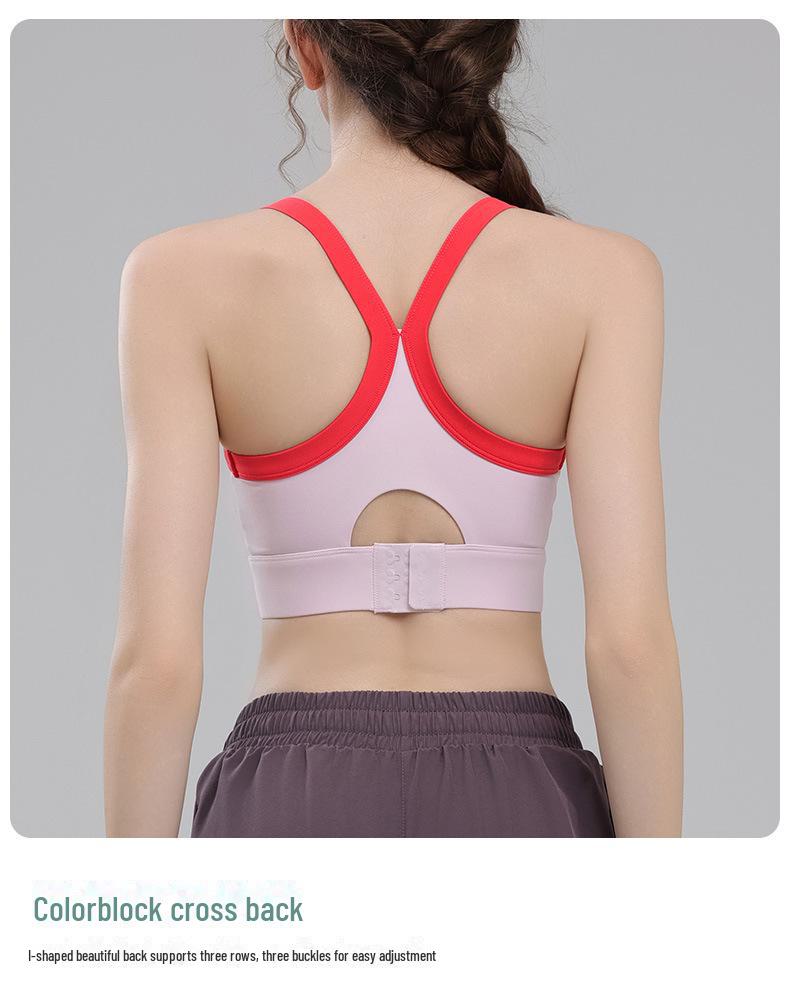 High-Strength Shockproof Sports Bra Quick-Drying One-Piece Contrast Color Yoga Bra for Women