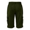 Men's Solid Color Button Closure Elastic Waist Cargo Capri Pants with Six Pockets Workwear Style Casual Fit