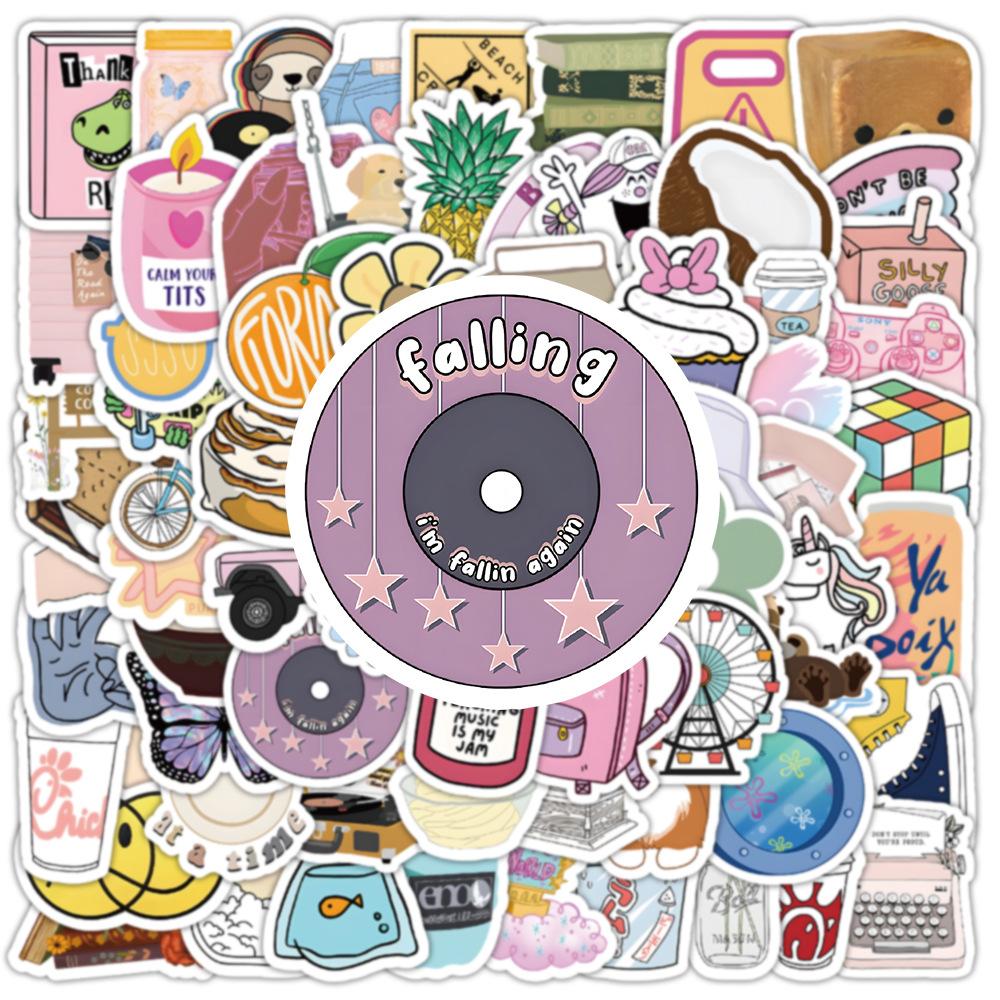 100 süße und frische Aufkleber zum Verzieren von Gepäckgriffen, Laptops, Tischplatten, wasserfeste Aufkleber für Kinder