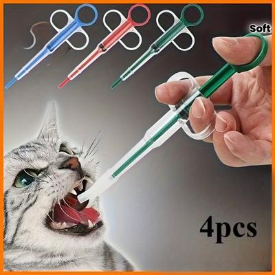 Dispensador de pastillas para mascotas, Adecuado para gatos y perros, Alimentador oral de tabletas, 1 unidad Empujador de pastillas para mascotas, No requiere baterías, Incluye 2 opciones de punta blanda