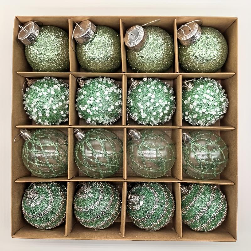 16pcs/set New Style Christmas Ball Set Glitter Deco Ball with Round Shapes for Christmas Tree Hanging Ornaments Plastic Material